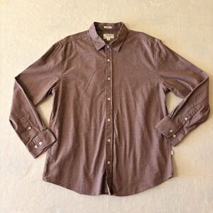 Julian & Mark Oxford Shirt Mens Large Short Maroon Heather Stretch Button Up